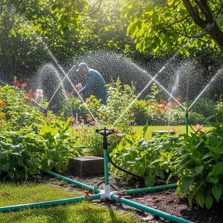 Irrigation system in a vibrant garden showcasing healthy landscapes