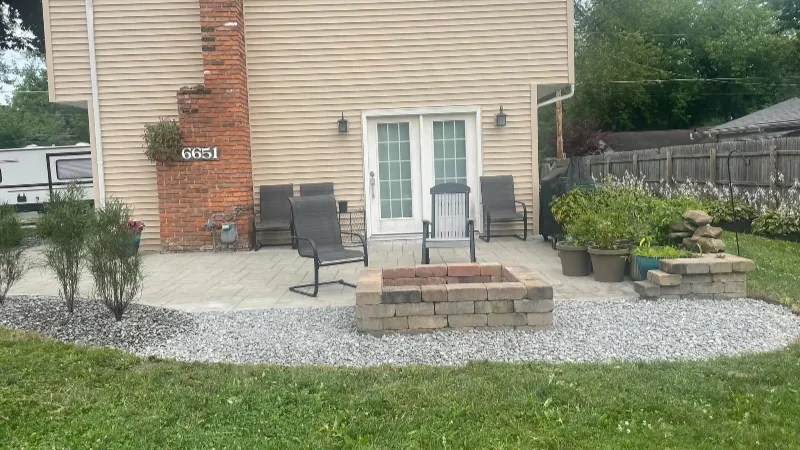Finished backyard landscaping project in Northeast Ohio