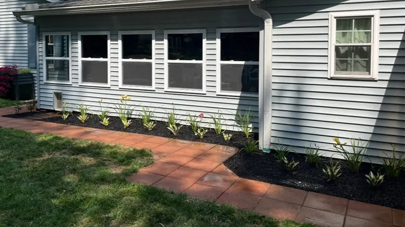 Renovated garden bed with new plantings in Lake County Ohio