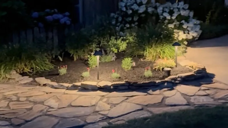 Home after professional landscape lighting installation in Mentor Ohio