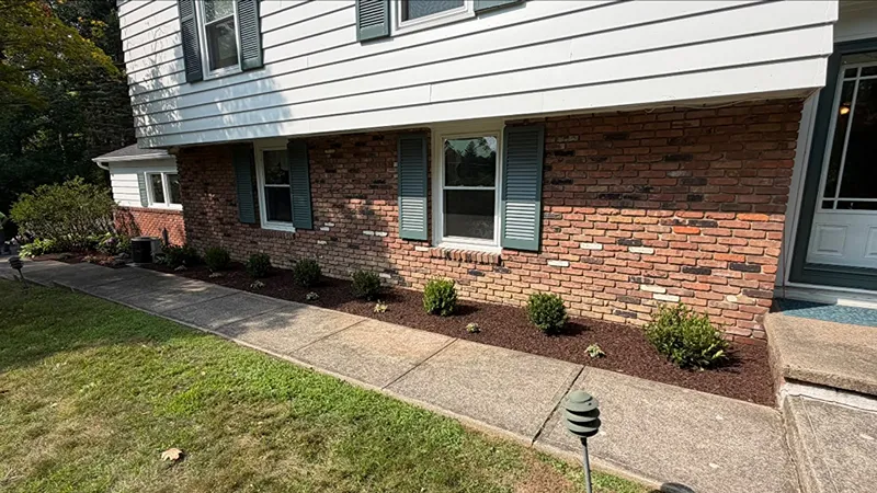 Front yard after professional landscape makeover in Geneva Ohio